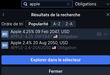 Recherche d'obligations chez Saxo