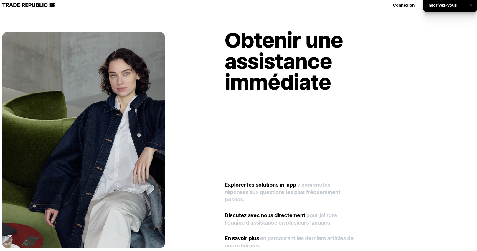 Page contact de Trade Republic